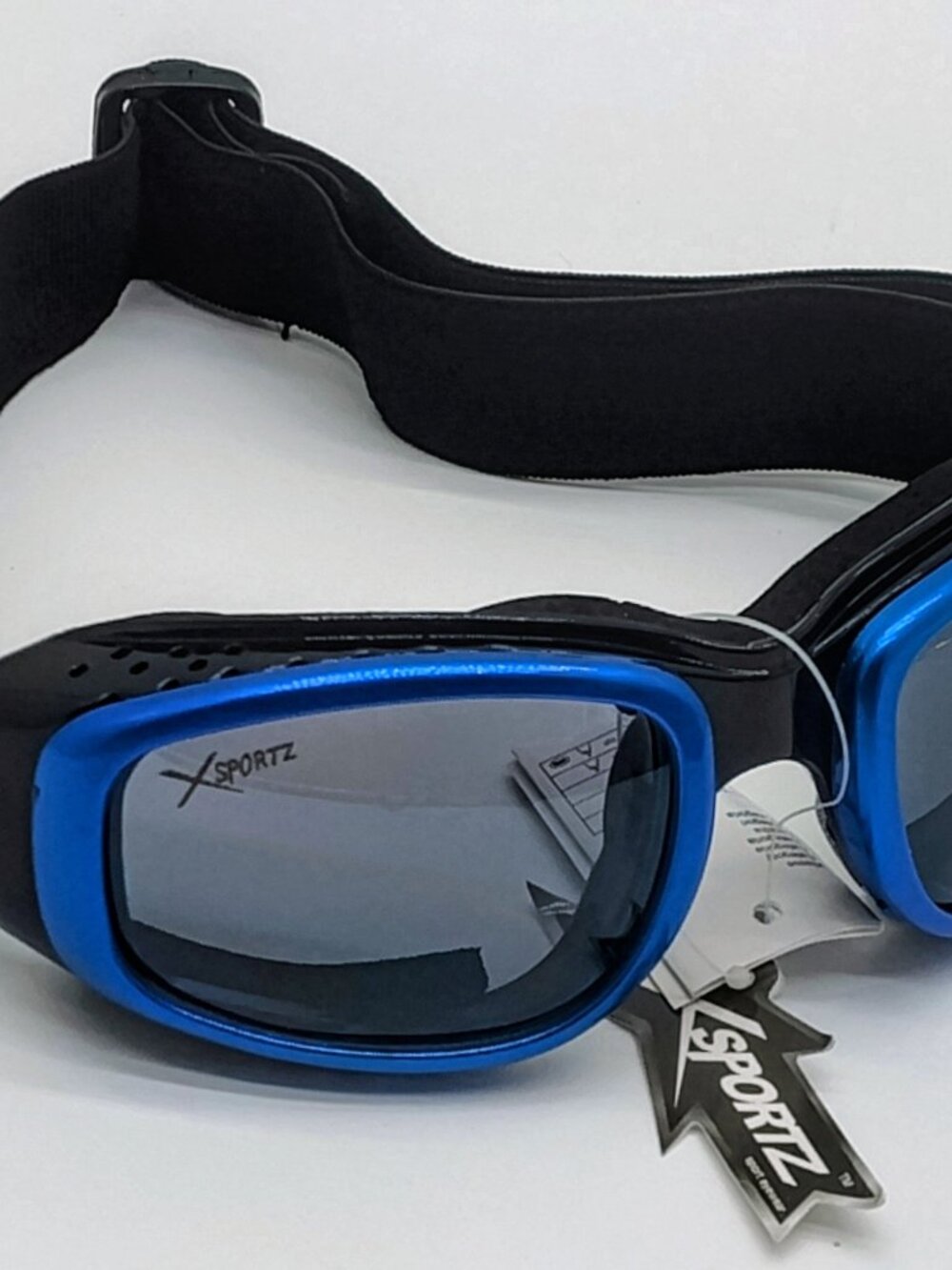 916-B XSPORTZ Metallic Blue Sports Goggles Foam Padding Adjustable Strap